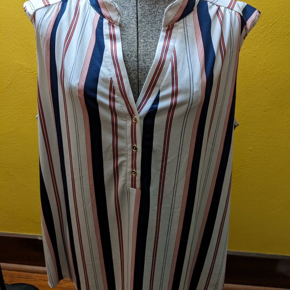 Sleeveless Striped Blouse